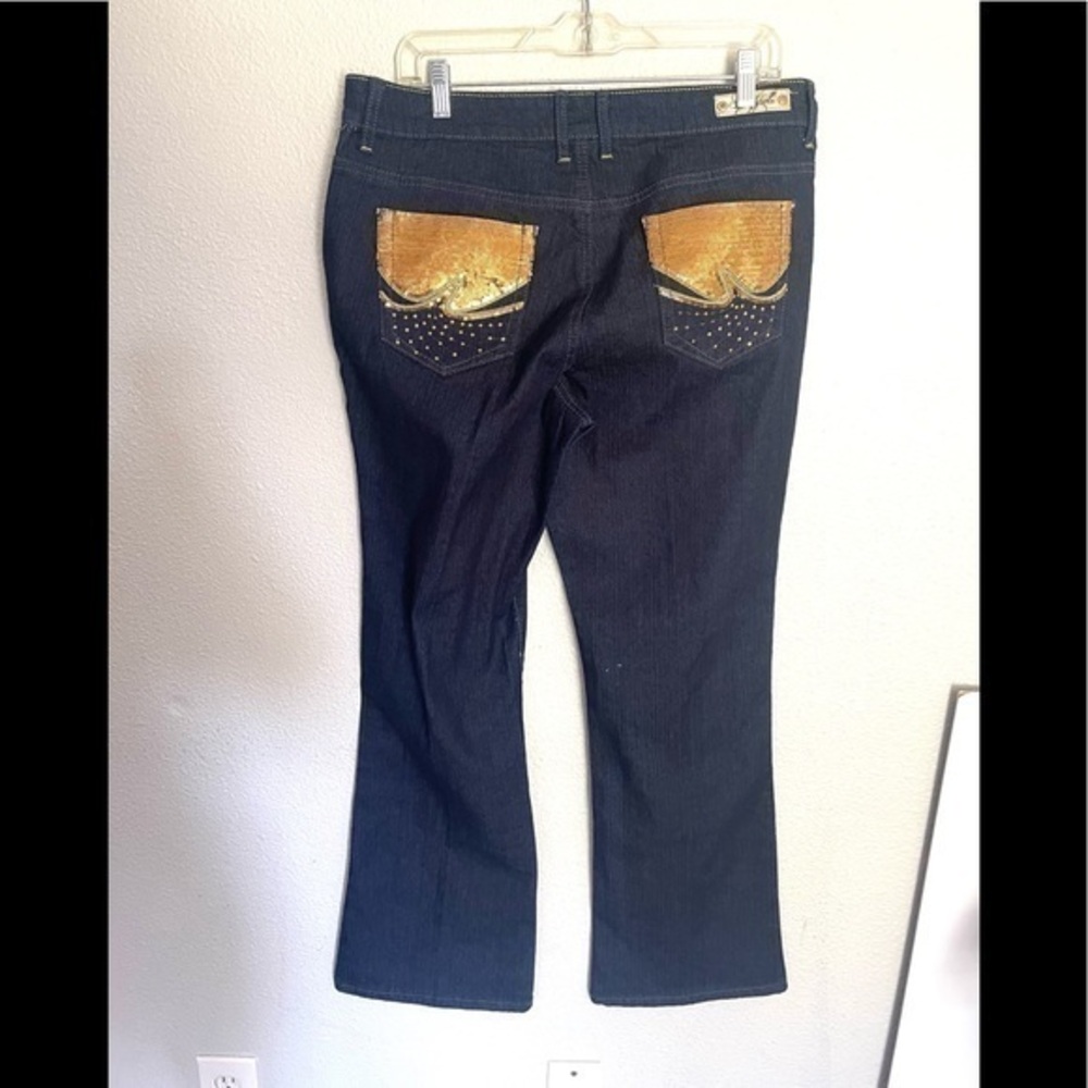 SouthPole freestyle signature fit low rise boot cut gold sequin pockets jeans-16